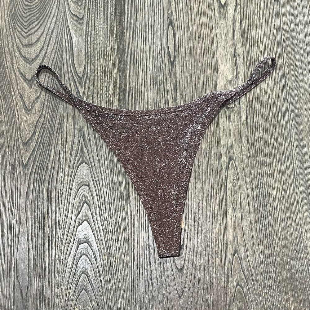 NWT Skims Track Glitter Swim String Thong Swimwear Bikini Sparkly Cocoa Size 4X